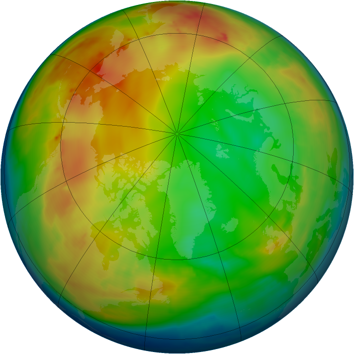 Arctic ozone map for 05 January 2010